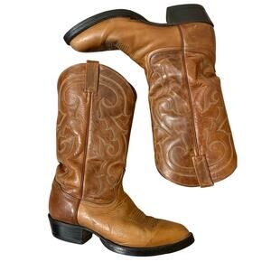 VTG Tony Lama Men’s 9 Renegade Western Leather Cowboy Boots CZ380 USA PLZ READ